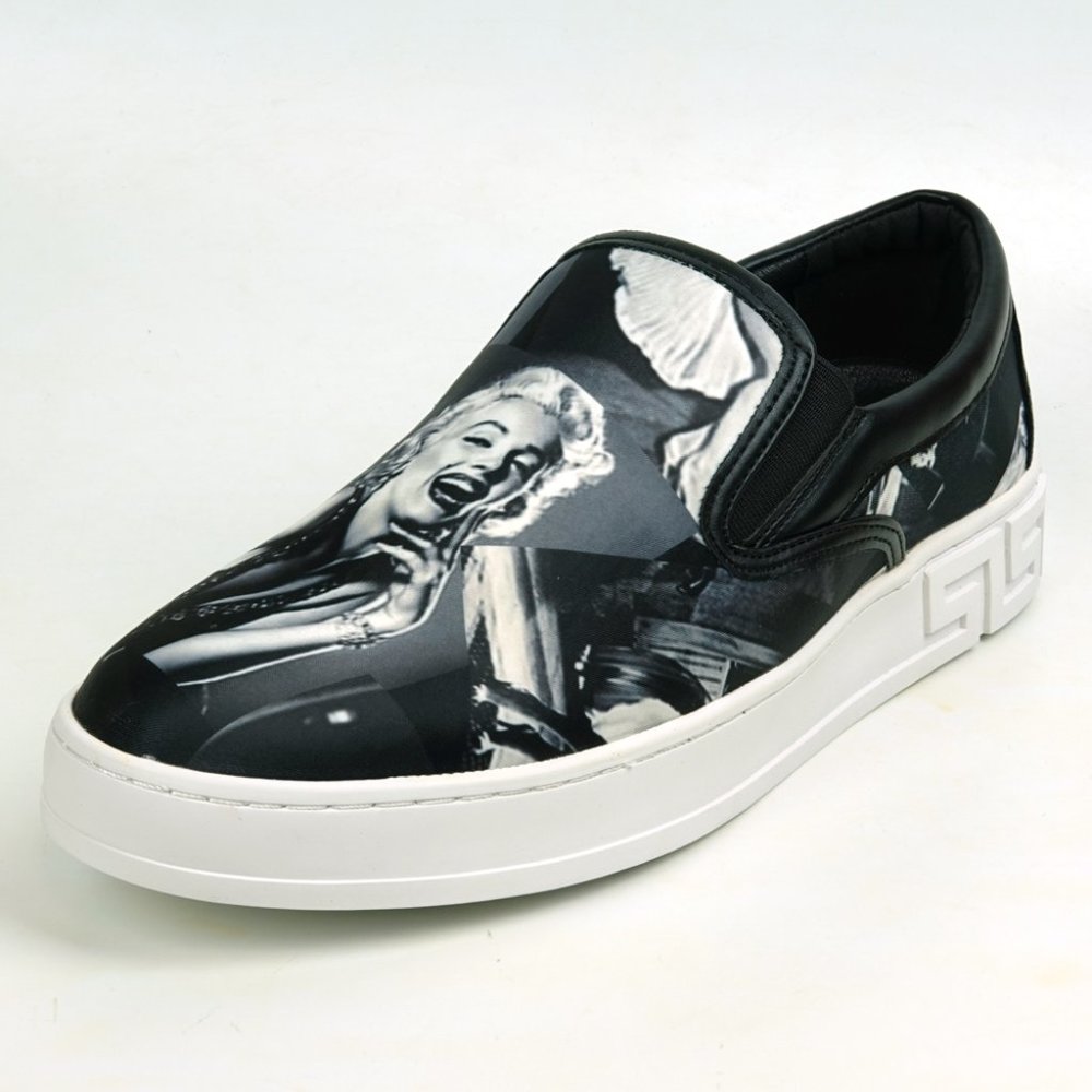 Fiesso by Aurelio Garcia FI-2346 Black & White Marilyn Print Slip on Sneaker